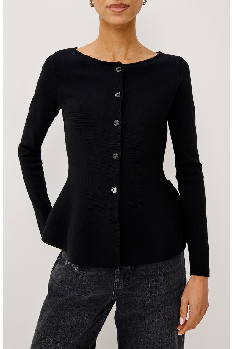 Diane Peplum Cardigan, Main, color, BLACK
