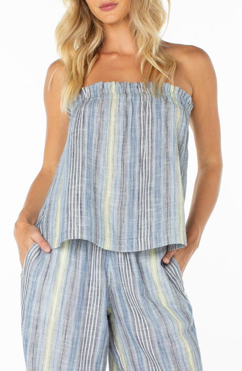 Offshore Stripe Strapless Cotton Top