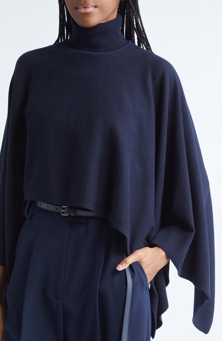 Michael Kors Collection Cashmere Turtleneck Poncho, Alternate, color, Midnight