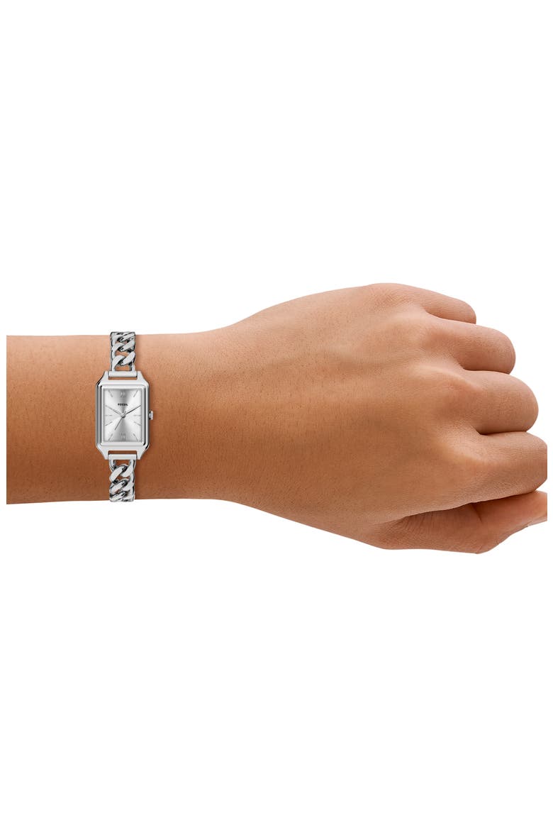 Raquel Tank Curb Chain Bracelet Watch, 23mm x 38mm, Alternate, color, SILVER