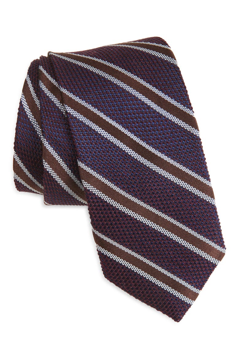 Talman Stripe Silk Tie, Main, color, BURGUNDY