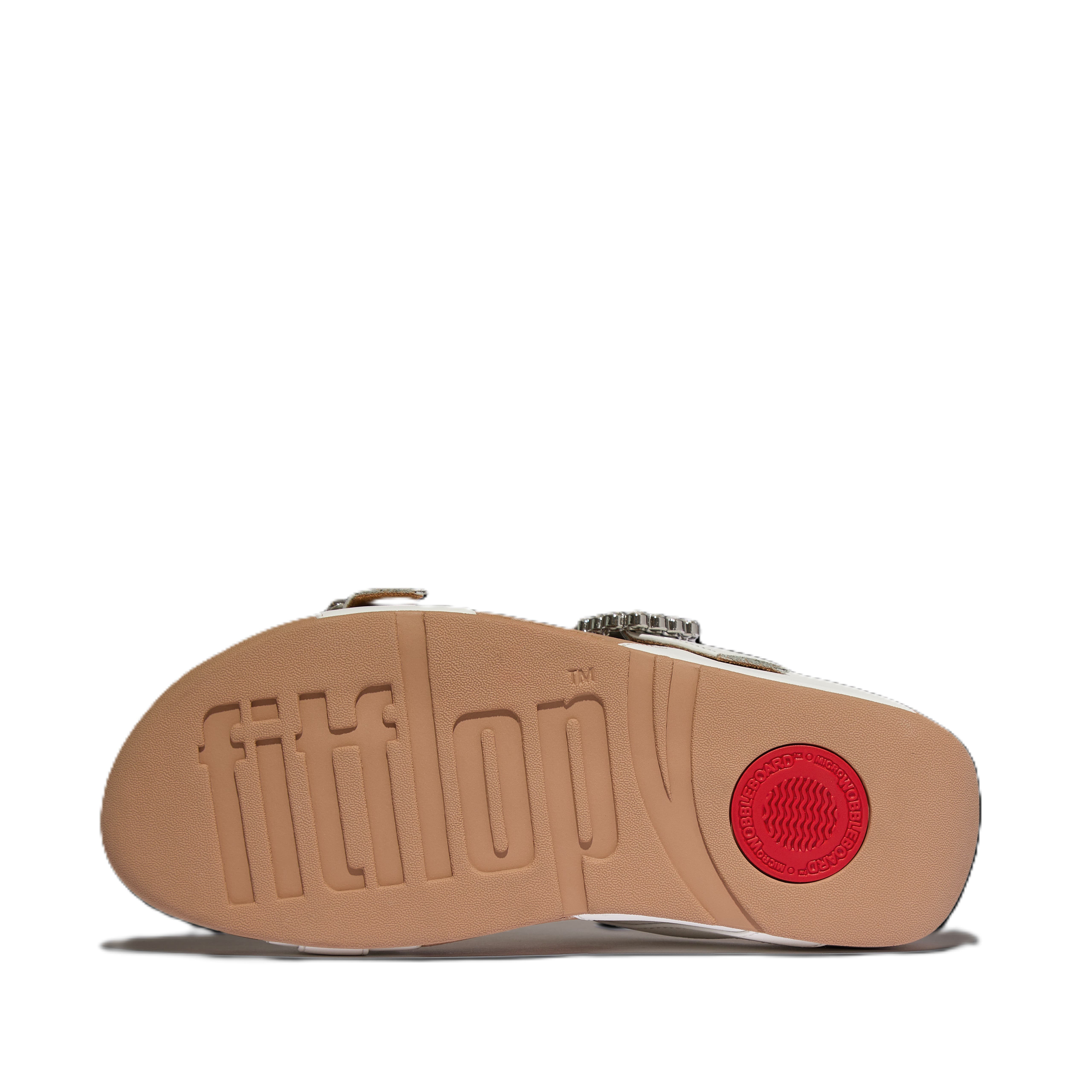 FitFlop Lulu Crystal Buckle Slides, Alternate, color, Urban White