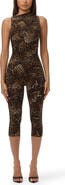 Naked Wardrobe Leopard Print Asymmetrical Neck Capri Jumpsuit