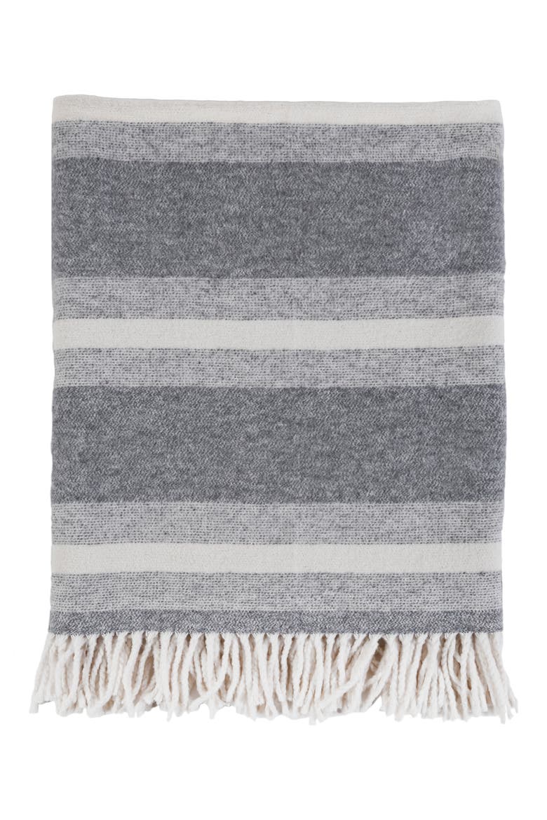 Alpine Stripe Cotton Throw Blanket, Main, color, GREY/IVORY