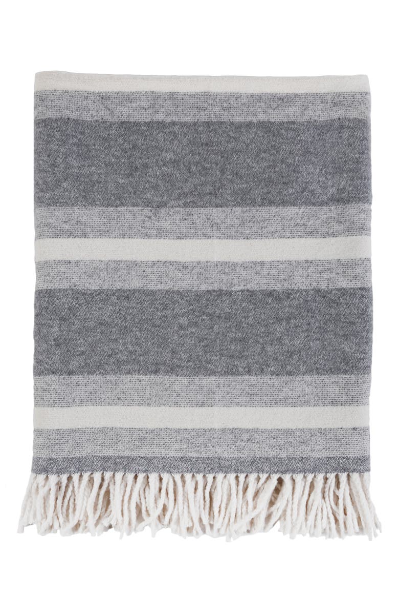 Pom Pom at Home Alpine Stripe Cotton Throw Blanket, Main, color, Grey/Ivory