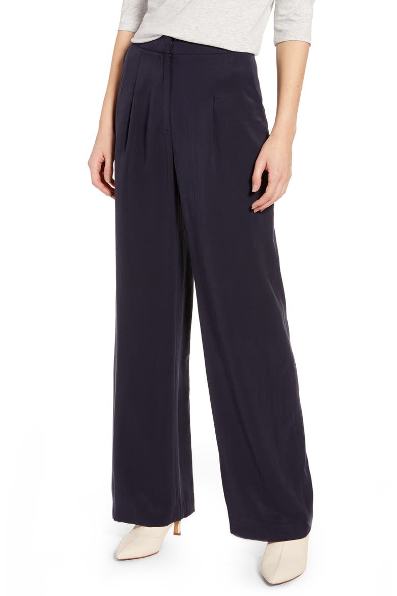 Tonal Stripe Relaxed Slacks (Nordstrom Exclusive), Main, color, NAVY NIGHT