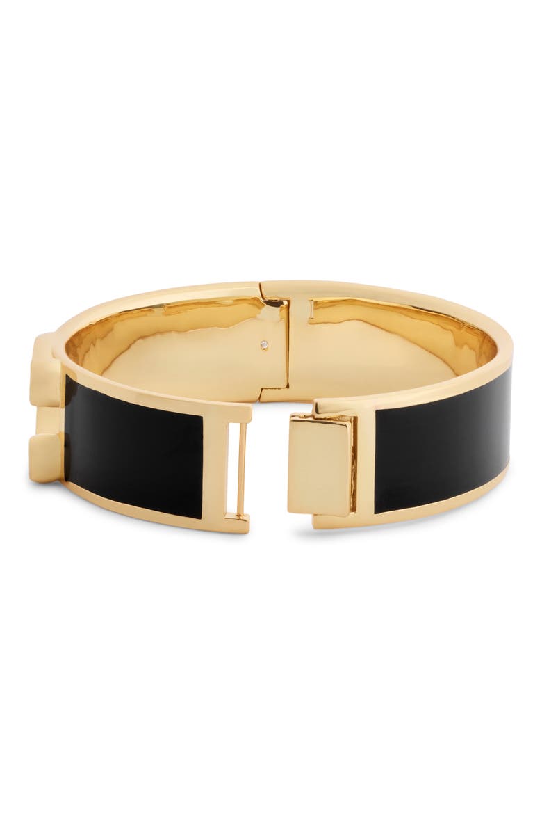 Signature C Enamel Hinged Bangle, Alternate, color, BLACK