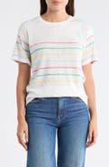 Bobeau Stripe Crewneck Slubbed T-Shirt