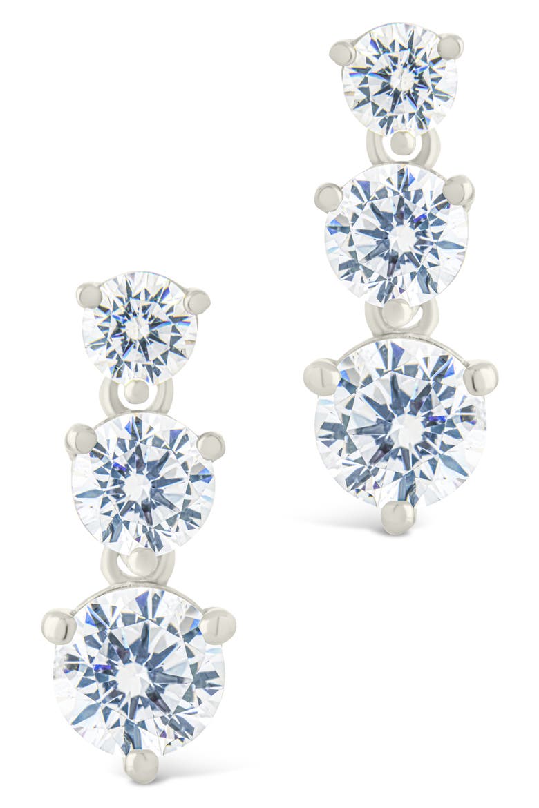 Brilliant Cubic Zirconia Drop Earrings, Alternate, color, SILVER