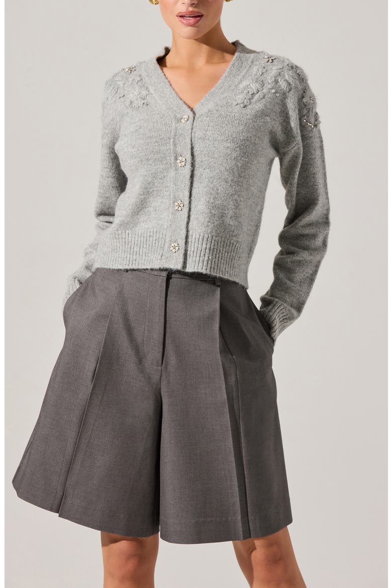 Susannah Embellished Cardigan, Alternate, color, LIGHT GREY