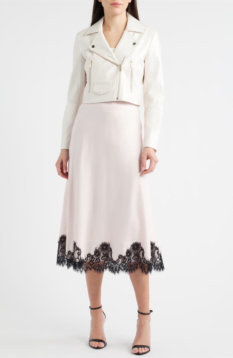 Anne Klein Faux Leather Crop Moto Jacket, Alternate, color, White Dove