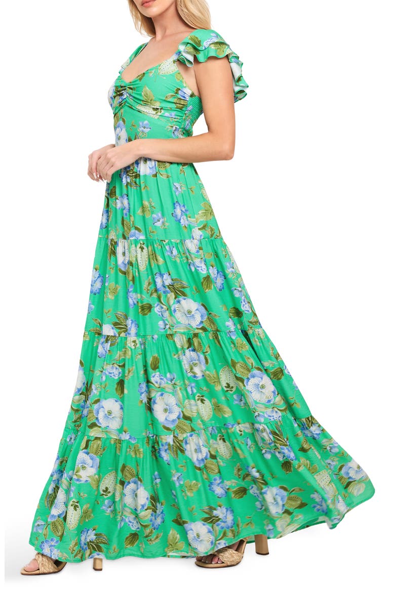 Flutter Sleeve Maxi Dress, Alternate, color, TEAL
