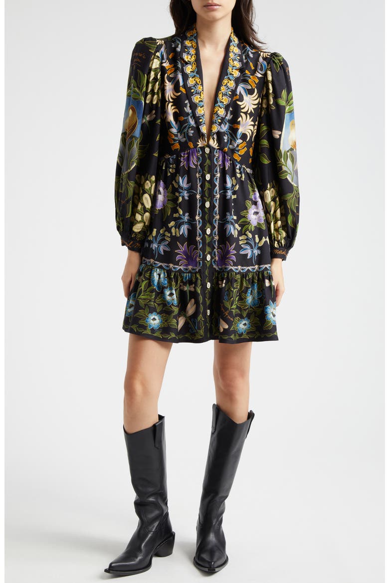 Black Winter Garden Long Sleeve Shirtdress, Main, color, WINTER GARDEN BLACK