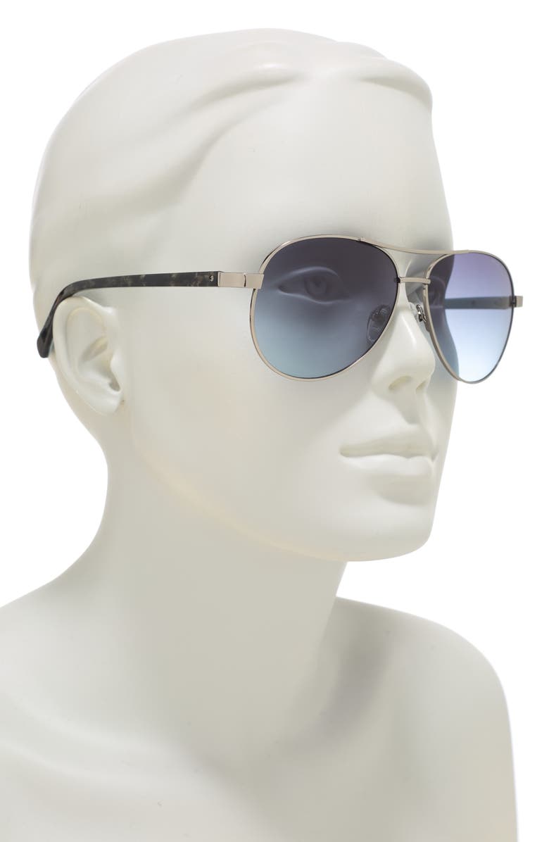 Kenneth Cole 60mm Aviator Sunglasses, Alternate, color, Shiny Gunmetal / Gradient Blue