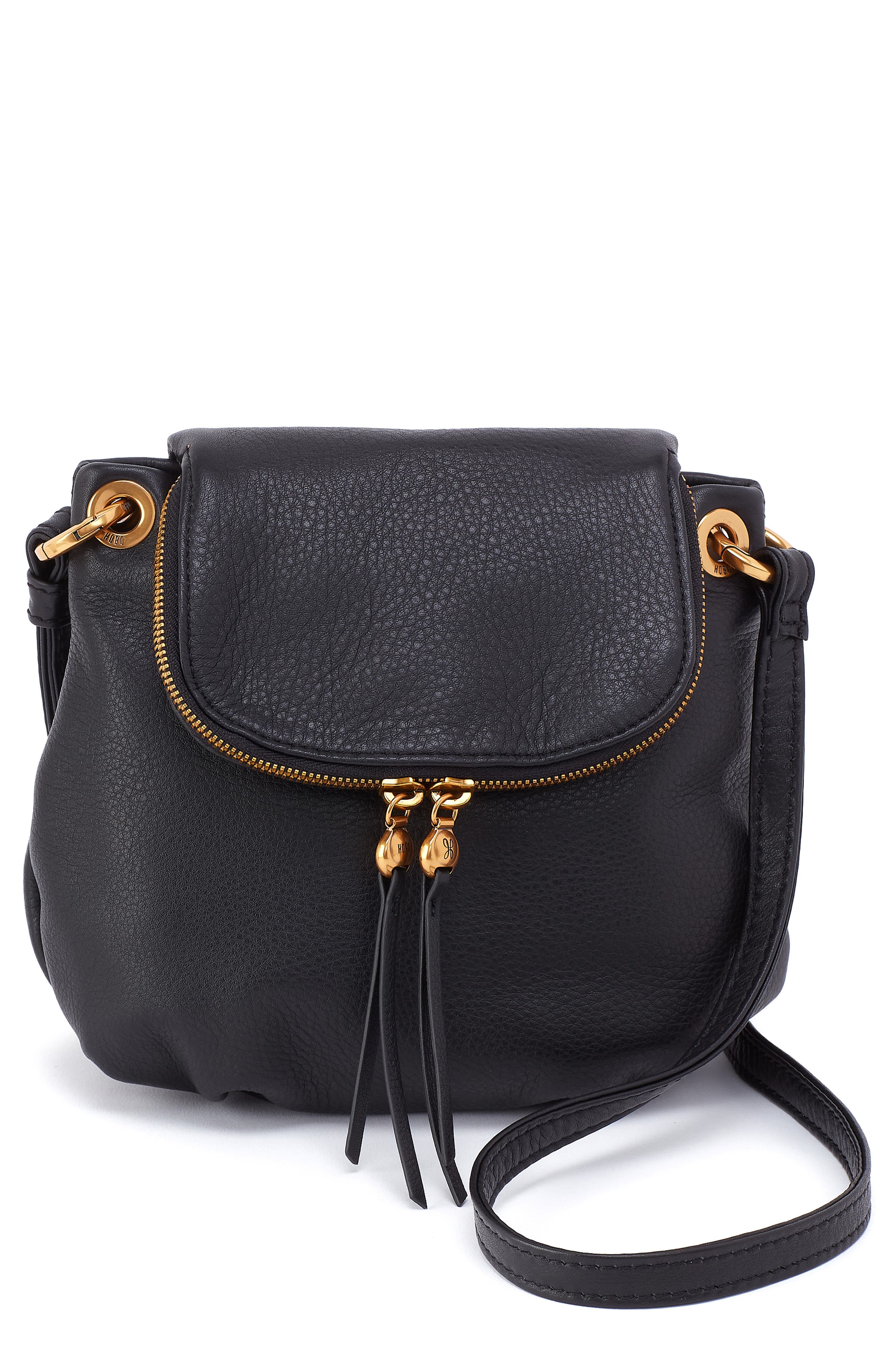 HOBO Fern Leather Crossbody Bag, Main, color, Black