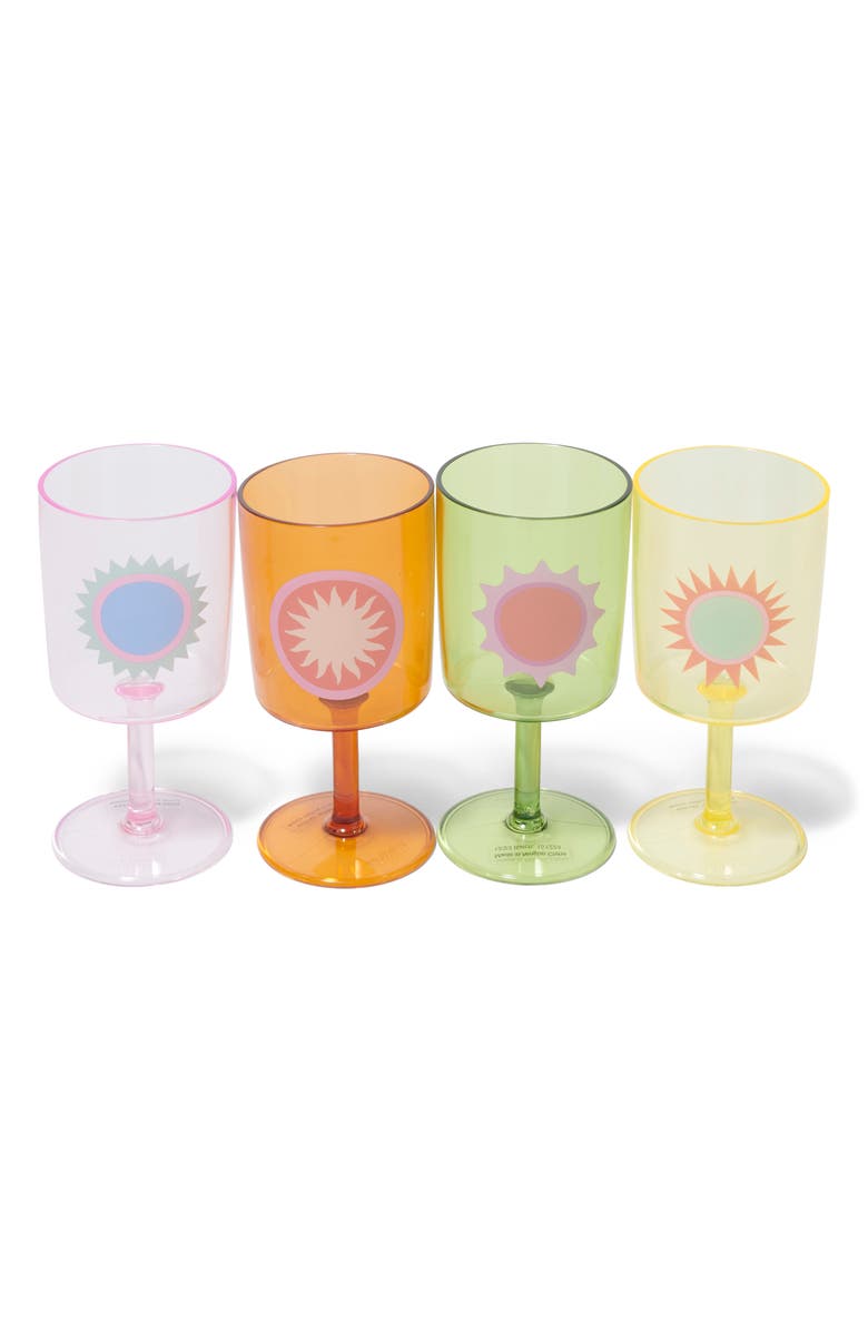 Sunnylife Poolside Assorted Set of 4 Wine Glasses, Main, color,