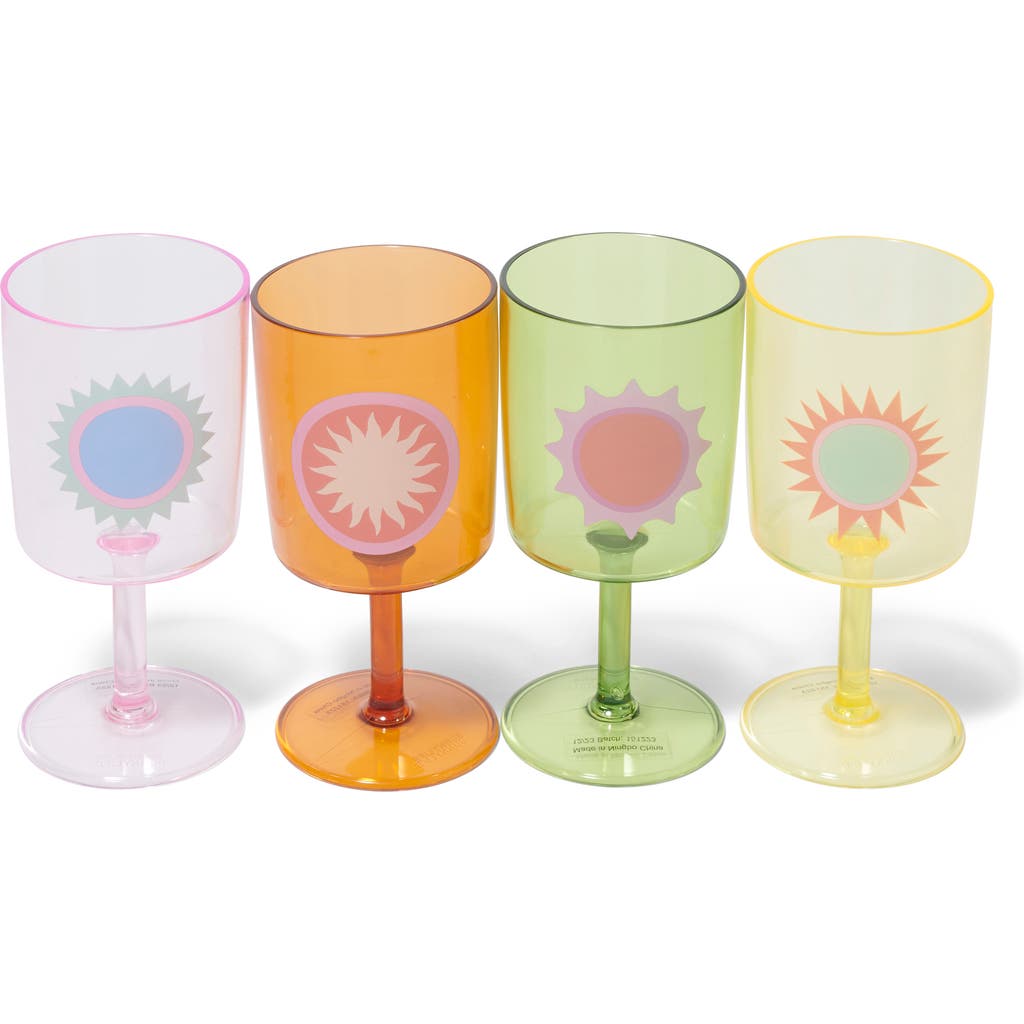 Sunnylife Poolside Assorted Set Of 4 Wine Glasses