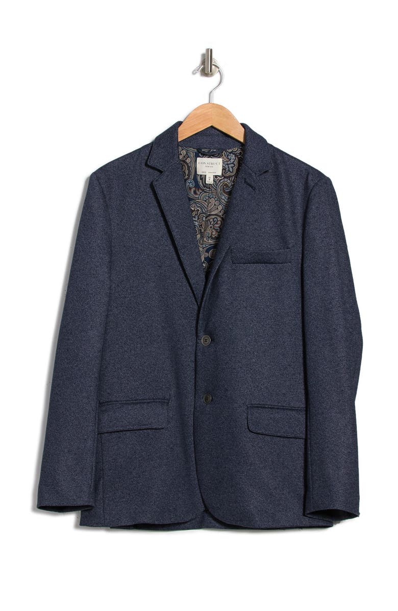 CONSTRUCT Navy Twill Two Button Notch Lapel Slim Fit Blazer, Alternate, color,