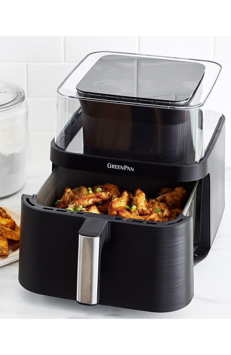 GreenPan Bistro 7 Quart 360° Clear View Air Fryer, Alternate, color, Black