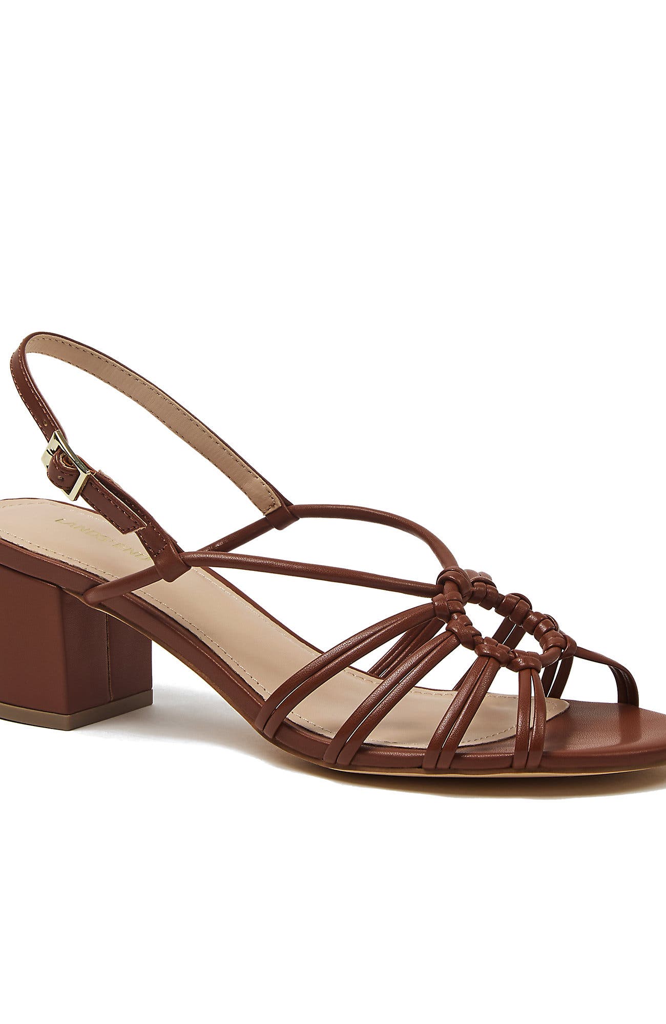 Pasadena Knotted Heel Sandals, Alternate, color, Cognac