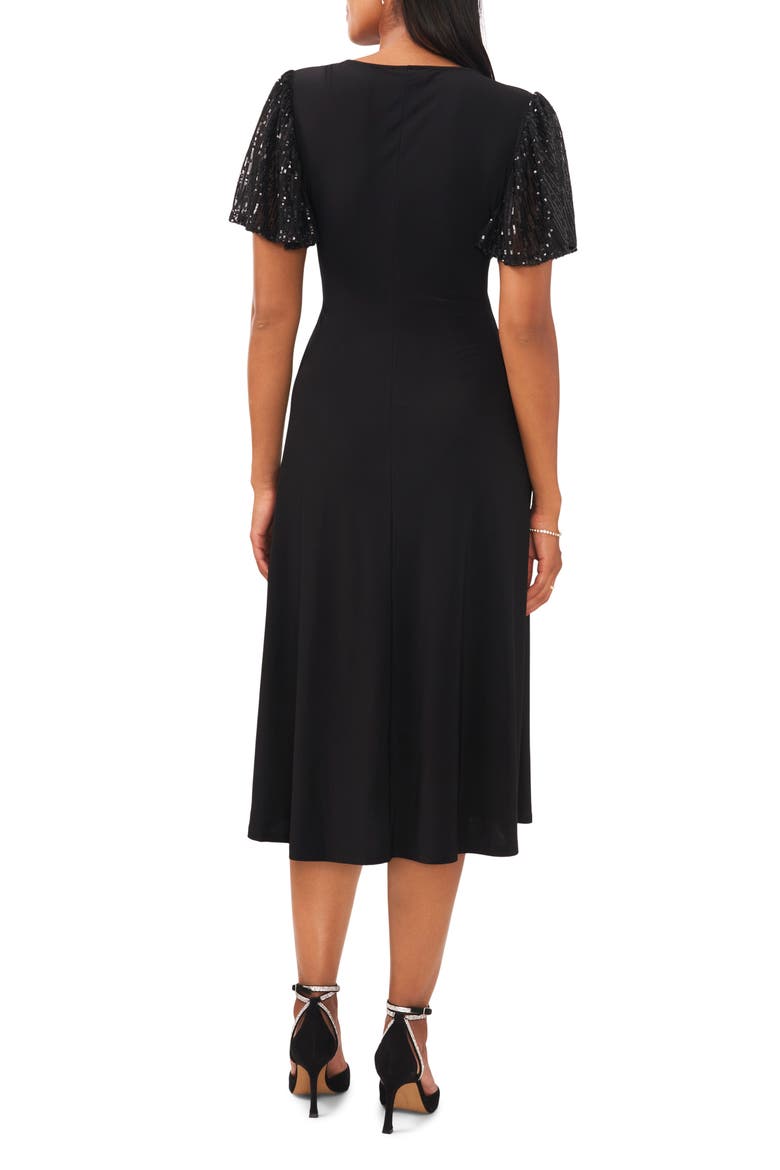 Embellished Short Sleeve Midi Dress, Alternate, color, BLACK