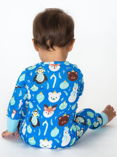 Rufflebutts Softsnooze Gender Incusive Holiday Convertible One Piece Pajamas In Blue
