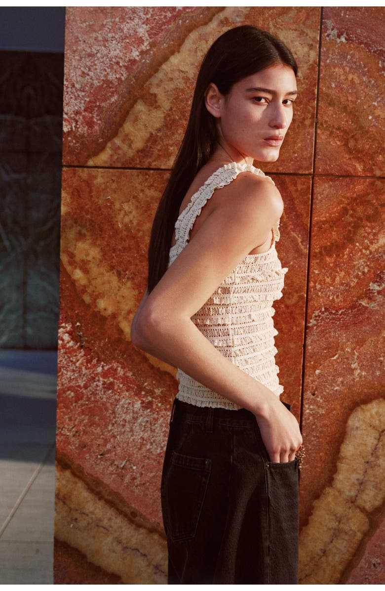 H&M Lace Jersey Sleeveless Top, Alternate, color, White