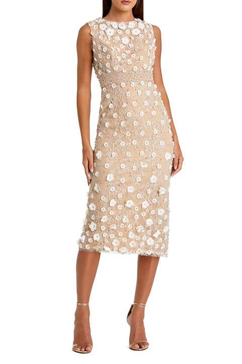 Petite Floral Applique Sleeveless Midi Dress