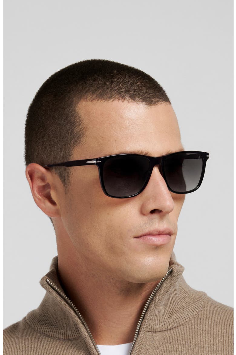1219/S/US 57mm Polarized Rectangle Sunglasses, Alternate, color, BLACK/ GREY PZ