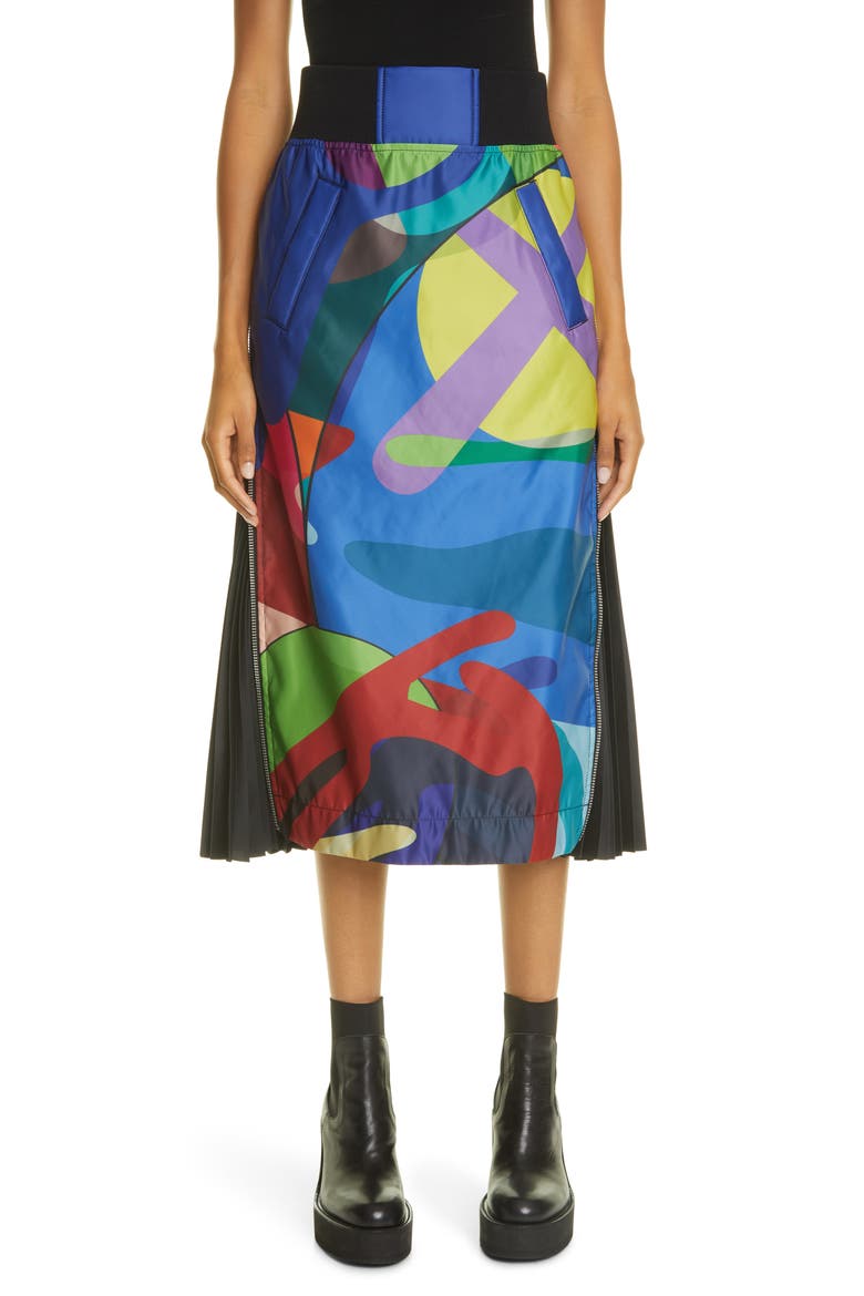 x KAWS MA-1 Print Side Pleated Skirt, Main, color, MULTI