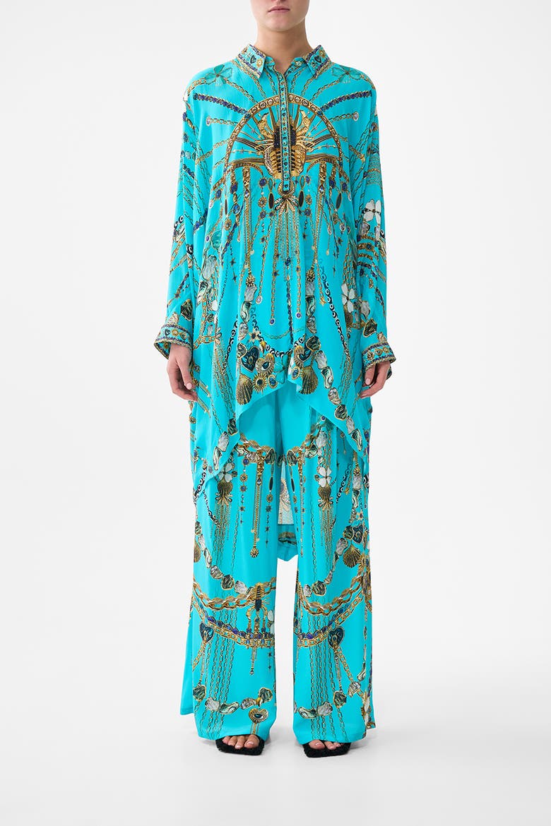 Button Up Top With Draped Back, Main, color, Totems And Treasures