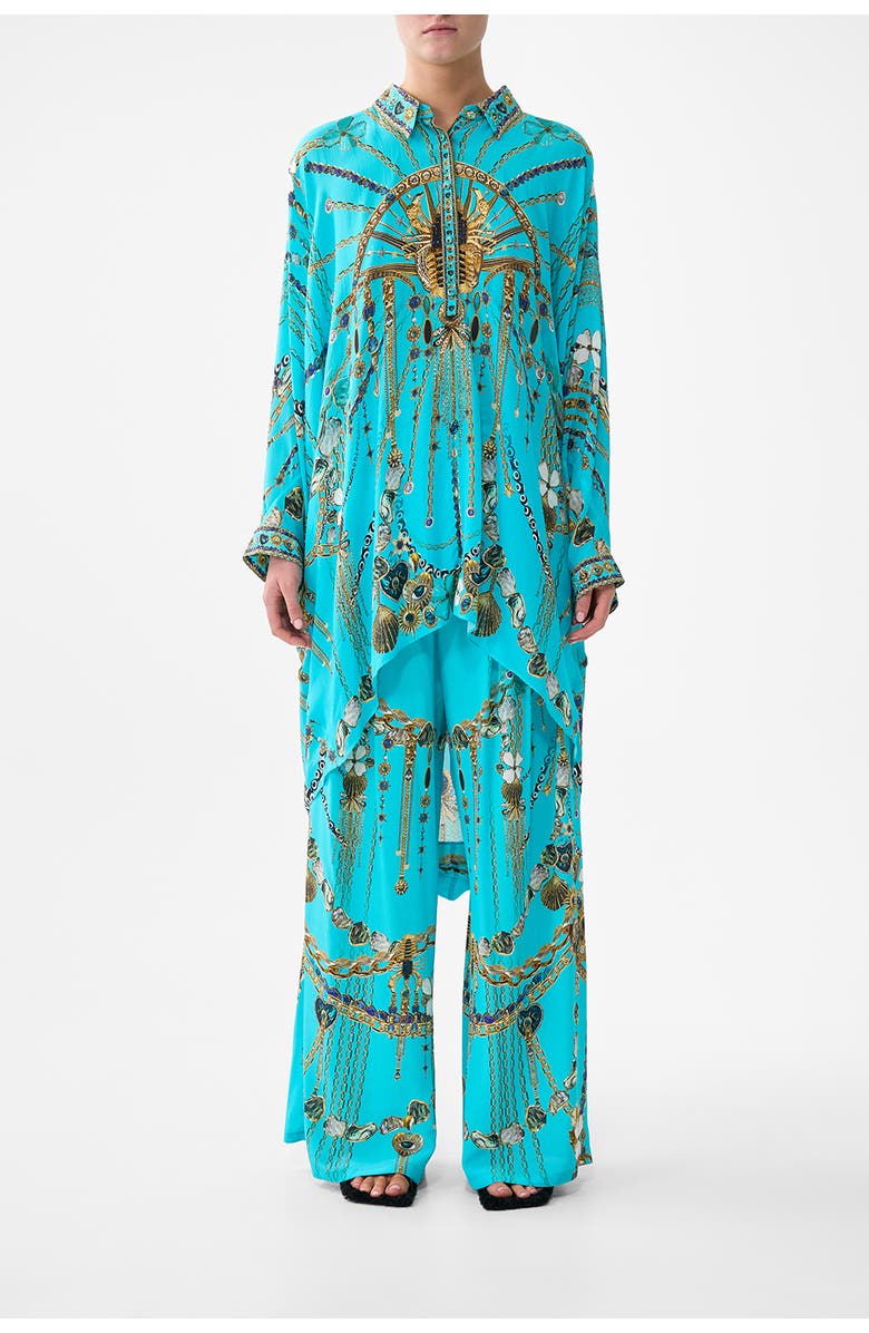 Camilla Button Up Top With Draped Back, Main, color, Totems And Treasures