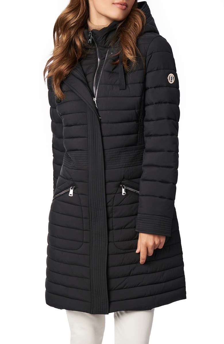 Bernardo Recycled Micro Touch Water Resistant Packable Hooded Jacket, Main, color, 