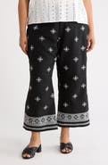 T Tahari Embroidered Border Crop Pants