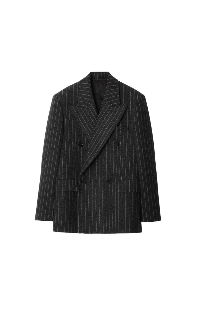 Burberry Pinstriped Wool Tailored Jacket, Alternate, color, 