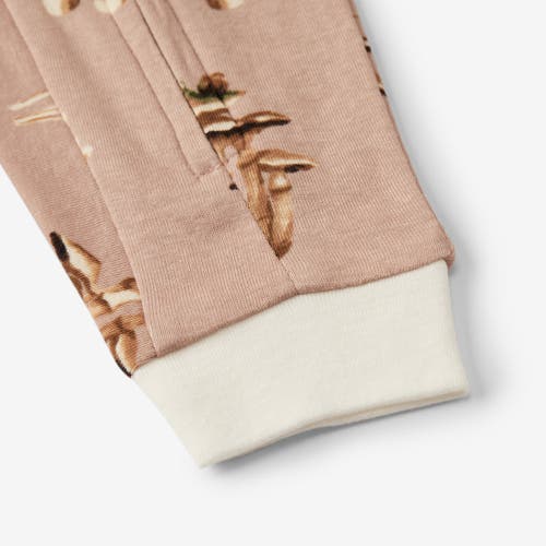 Milkbarn Organic Cotton Zipper Pajama In Brown