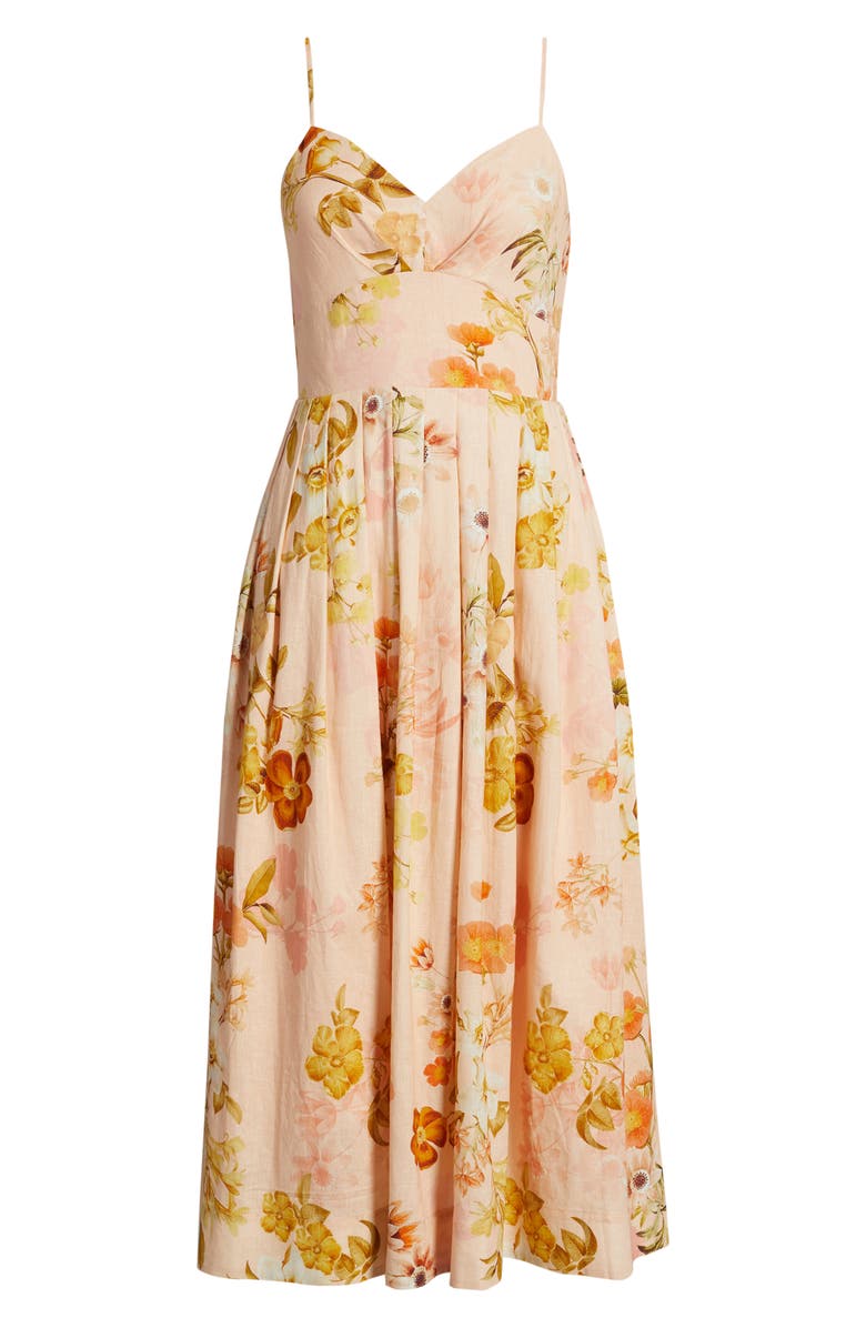 Julia Jordan Floral Linen Blend Midi Dress, Alternate, color, Blush Multi