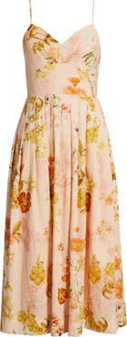 Julia Jordan Floral Linen Blend Midi Dress