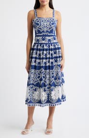 Julia Jordan Drop Waist Lace Midi Sundress