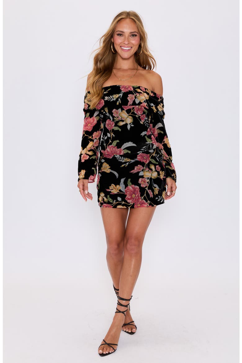 Isabelle Floral Print Miniskirt, Alternate, color, BLACK MULTI