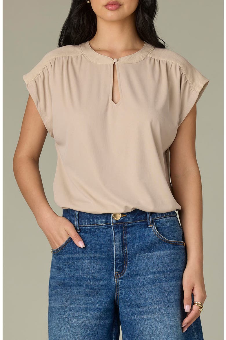 Mixed Media Knit Top, Main, color, WARM SAND