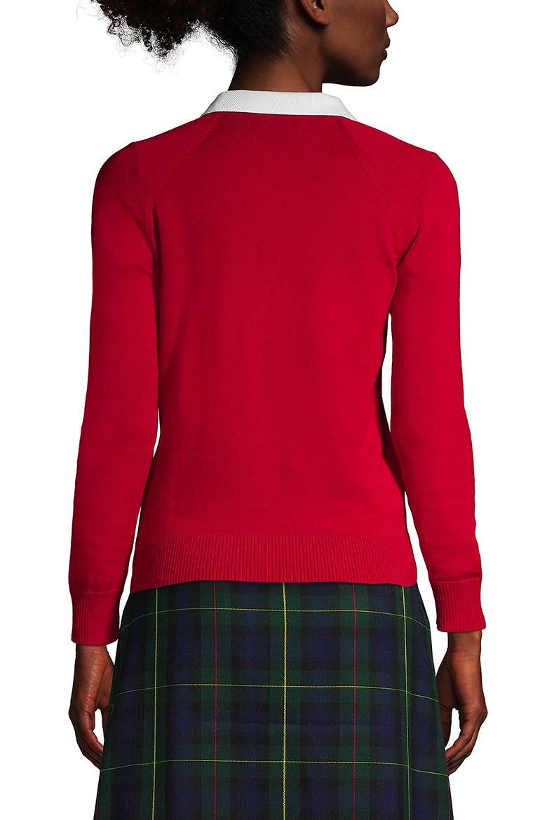 School Uniform Young  Cotton Modal Cardigan Sweater, Alternate, color, Red