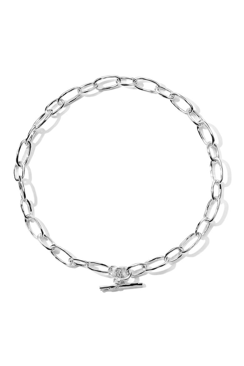 Classico Faceted Oval Link Necklace, Main, color, SILVER