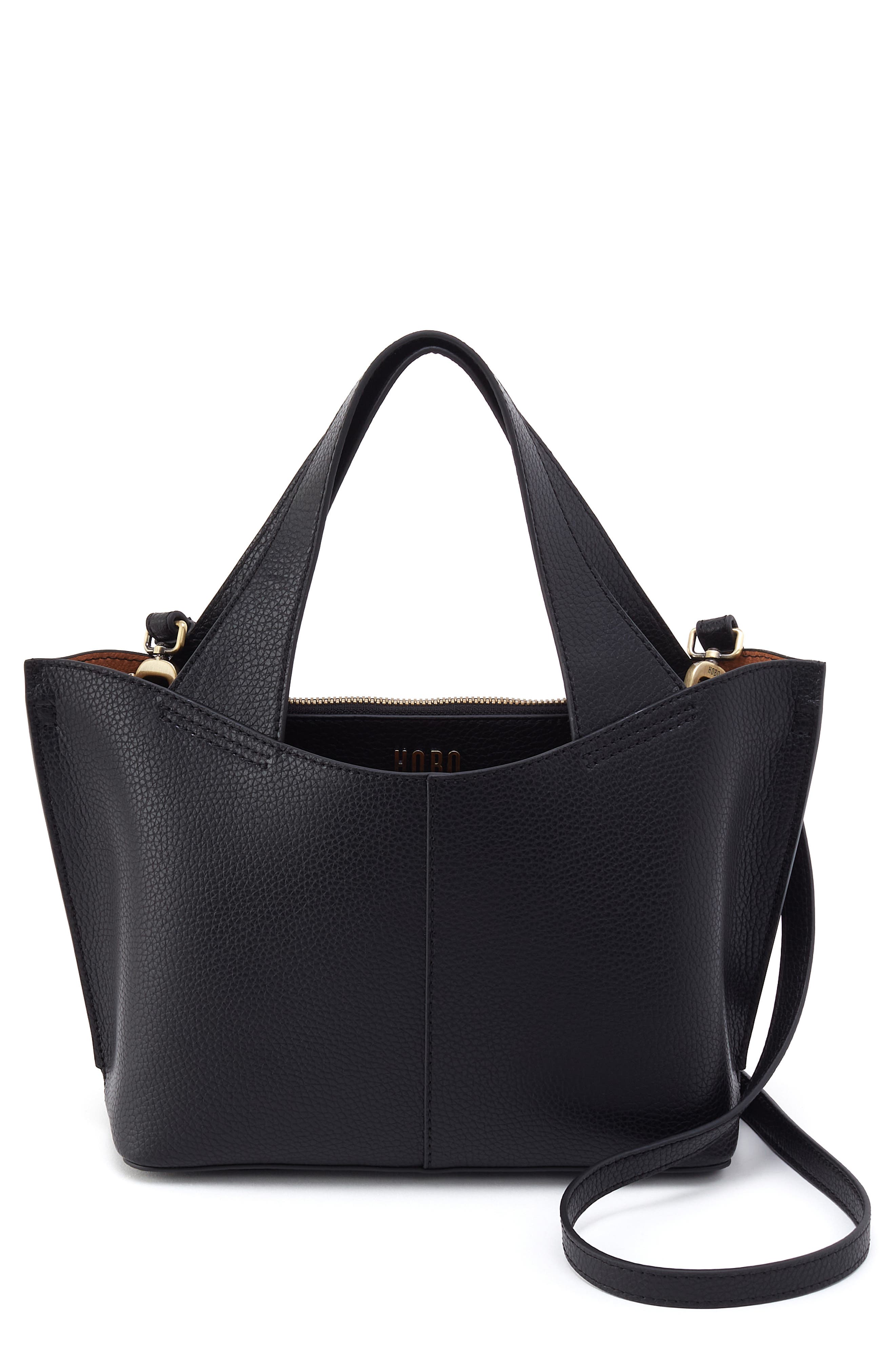 HOBO Small Vida Leather Tote, Main, color, Black Biscuit