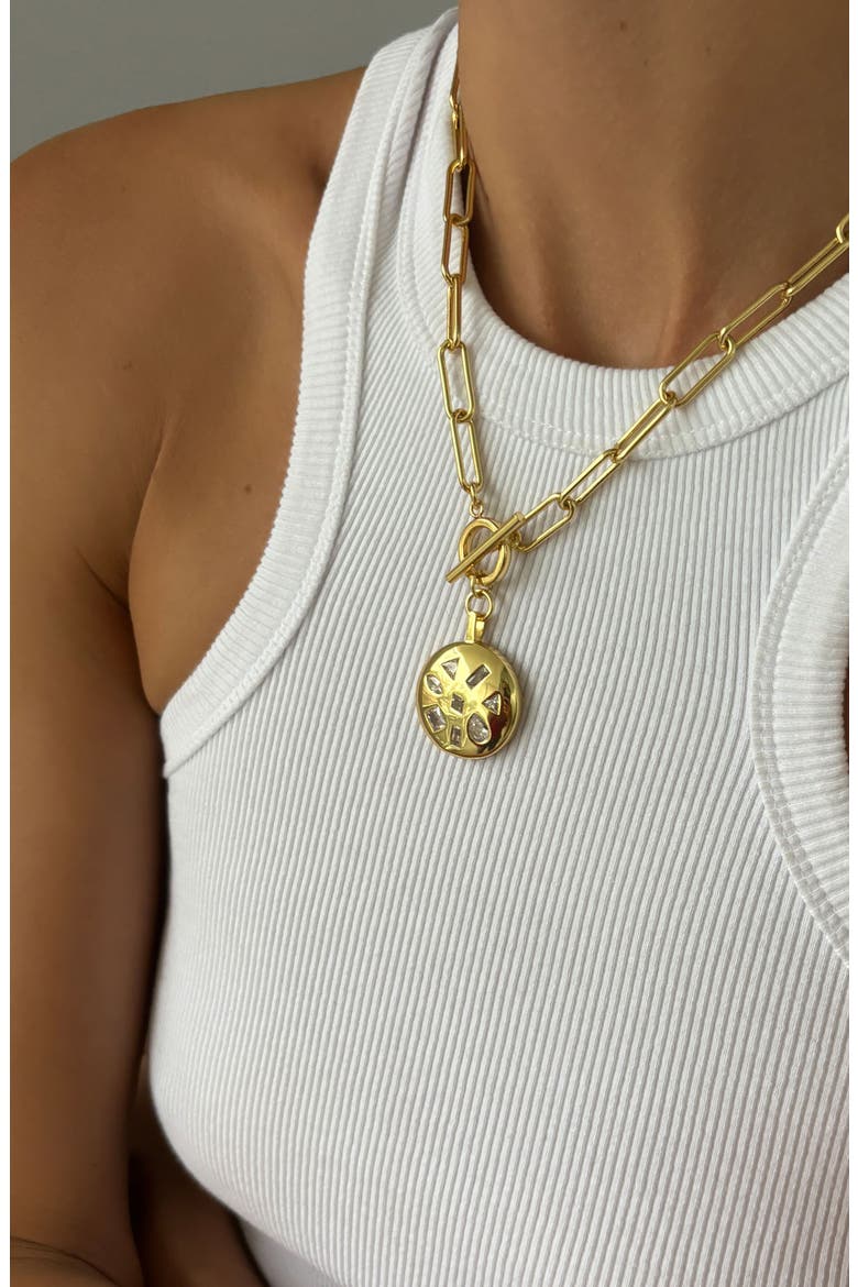 Mixed Cubic Zirconia Toggle Necklace, Alternate, color, GOLD