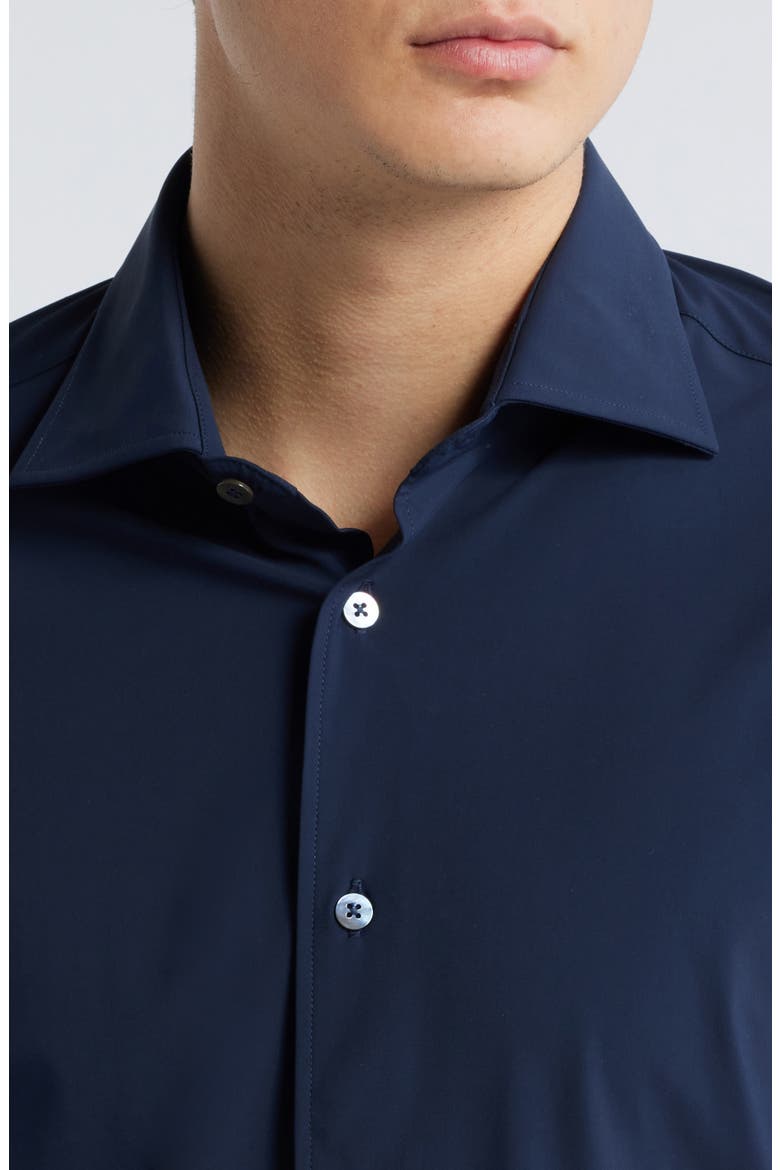 Piccadilly Solid Knit Nylon Blend Dress Shirt, Alternate, color, NAVY