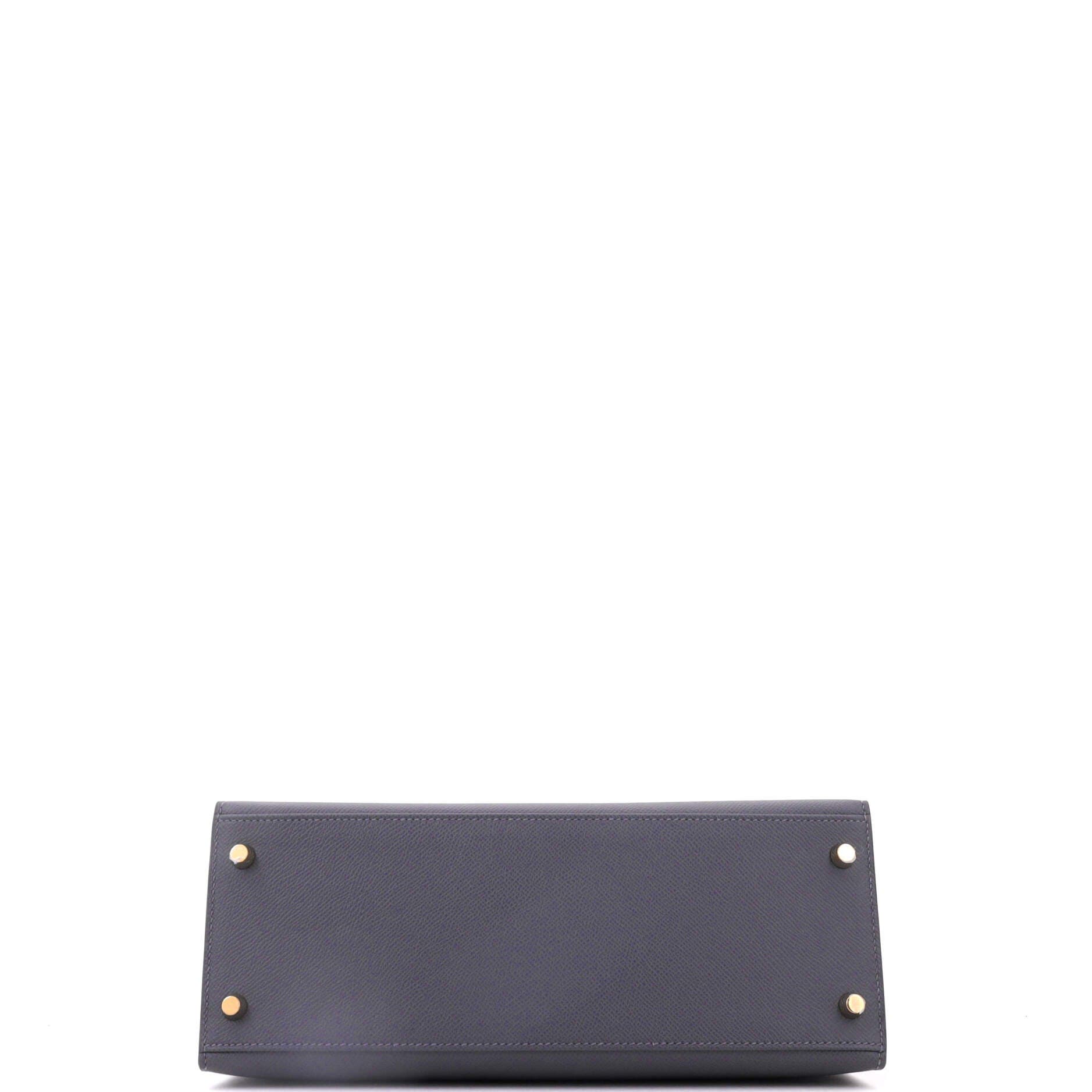 Kelly Handbag Grey Epsom with Permabrass Hardware 28, Alternate, color, Grey