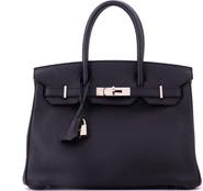 Pre-Owned Hermes Birkin Handbag Black Clemence with Palladium Hardware 30