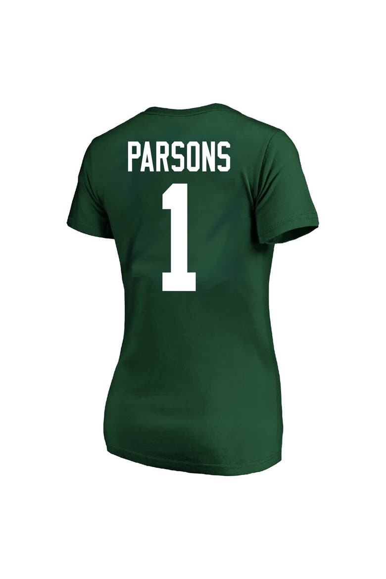 Women's Micah Parsons Green Green Bay Packers Plus Size Fair Catch Name & Number V-Neck T-Shirt, Alternate, color, Green
