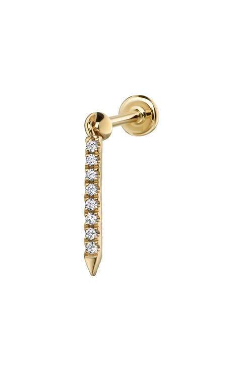 Diamond Eternity Single Bar Charm Stud Earring